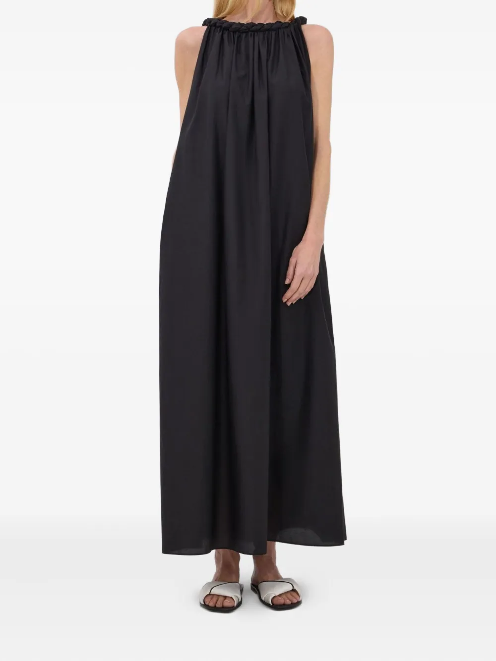LouLou de Saison Kika maxi-jurk met gedraaide hals - Zwart