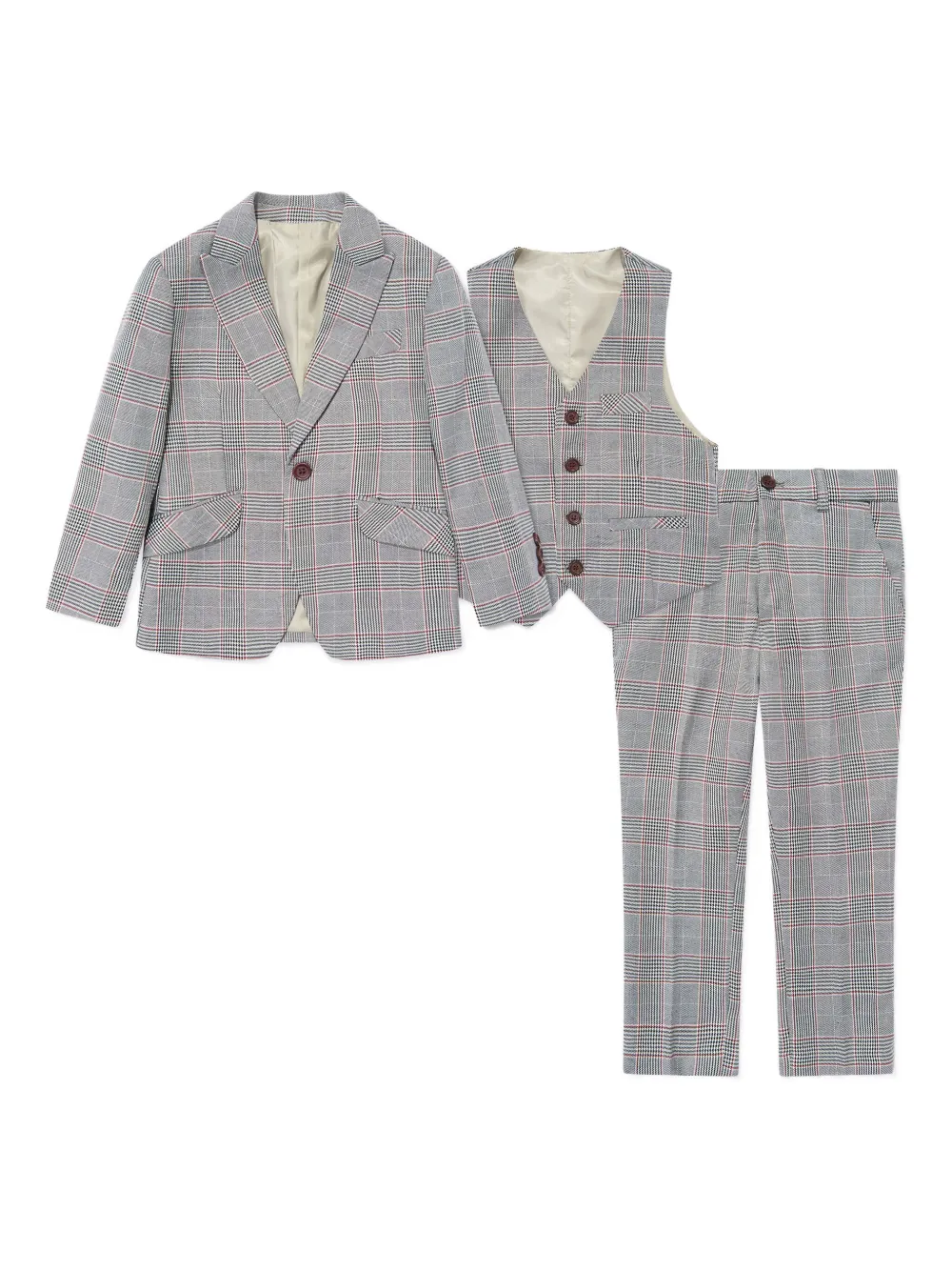 SUITLAB KIDS checked three-piece suit - グレー SUITLAB KIDS checked three-piece suit - グレー