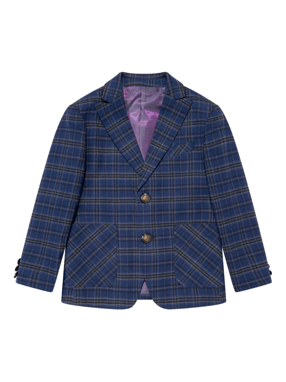 Suitlab Checked Three-piece Suit In Blue