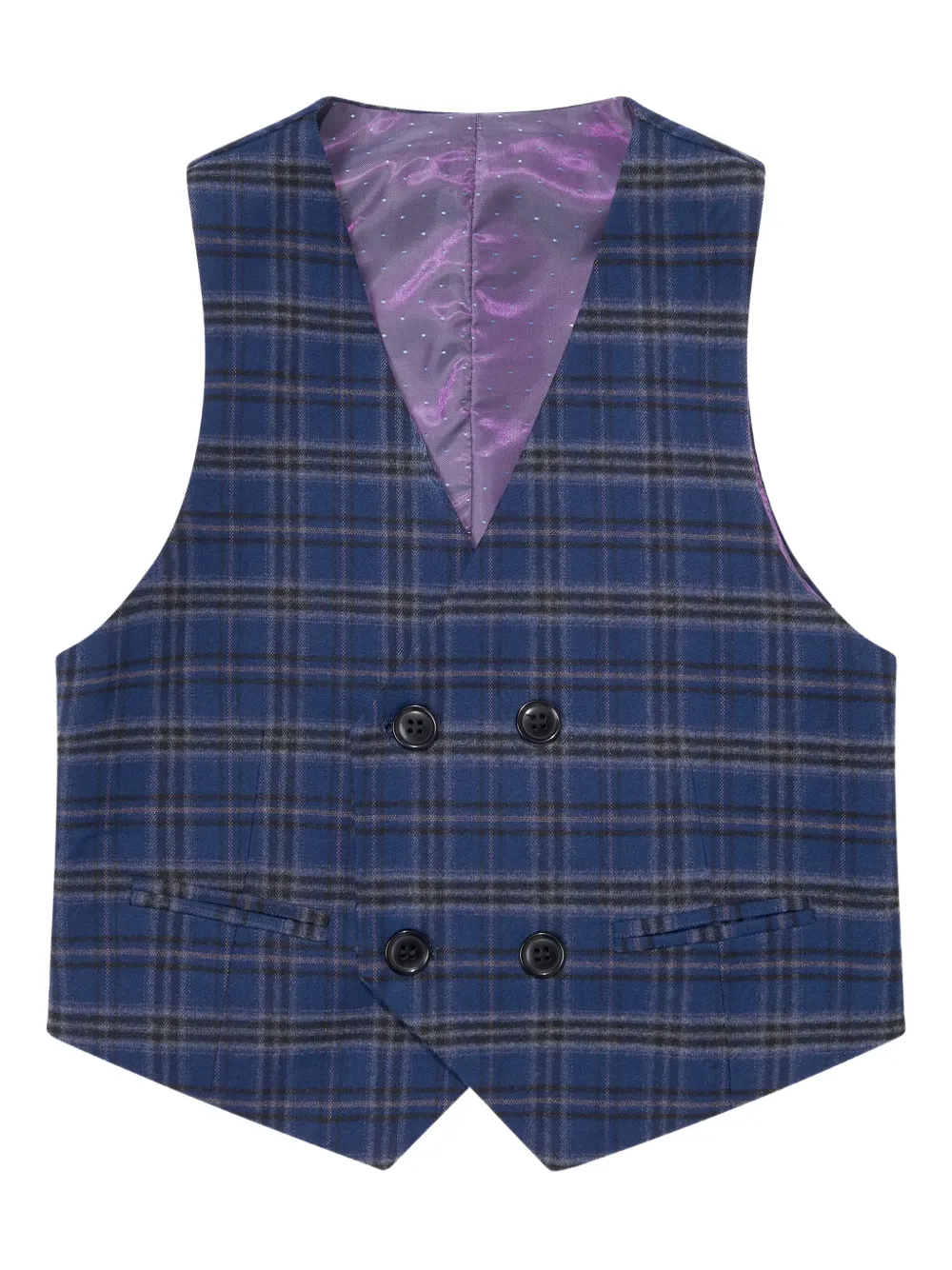 Suitlab Checked Three-piece Suit In Blue