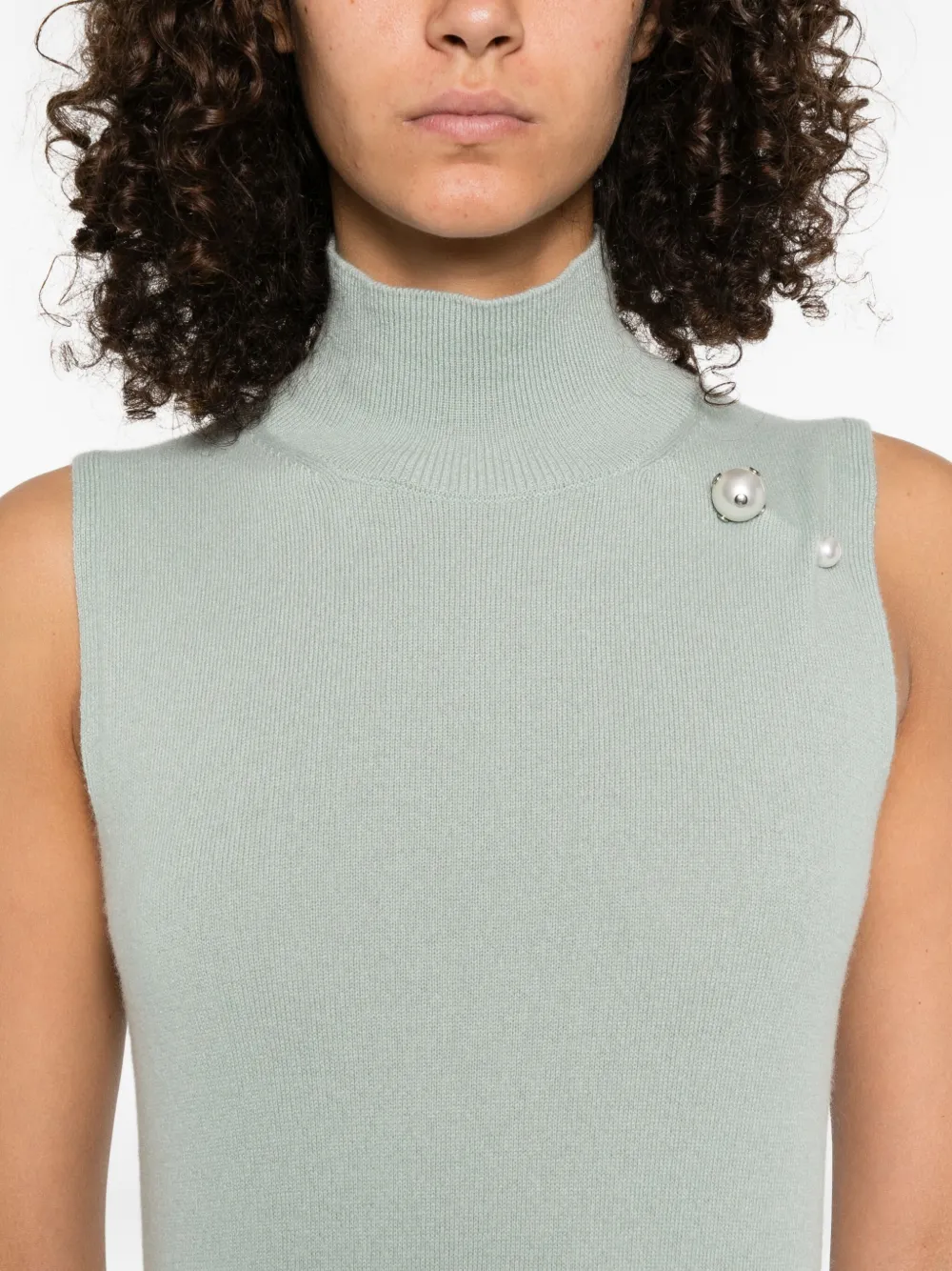Alberta Ferretti pearl-embellished high-neck top Groen