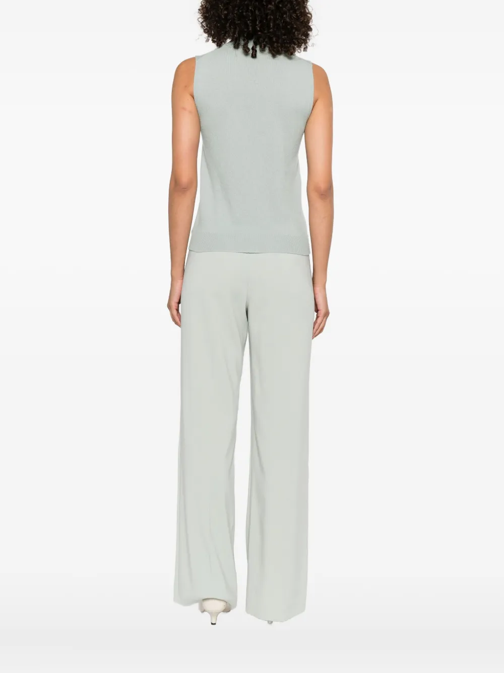 Alberta Ferretti pearl-embellished high-neck top Groen