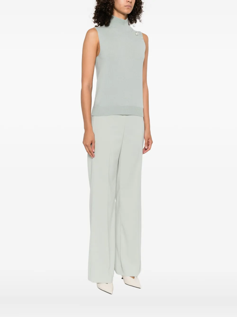 Alberta Ferretti pearl-embellished high-neck top Groen
