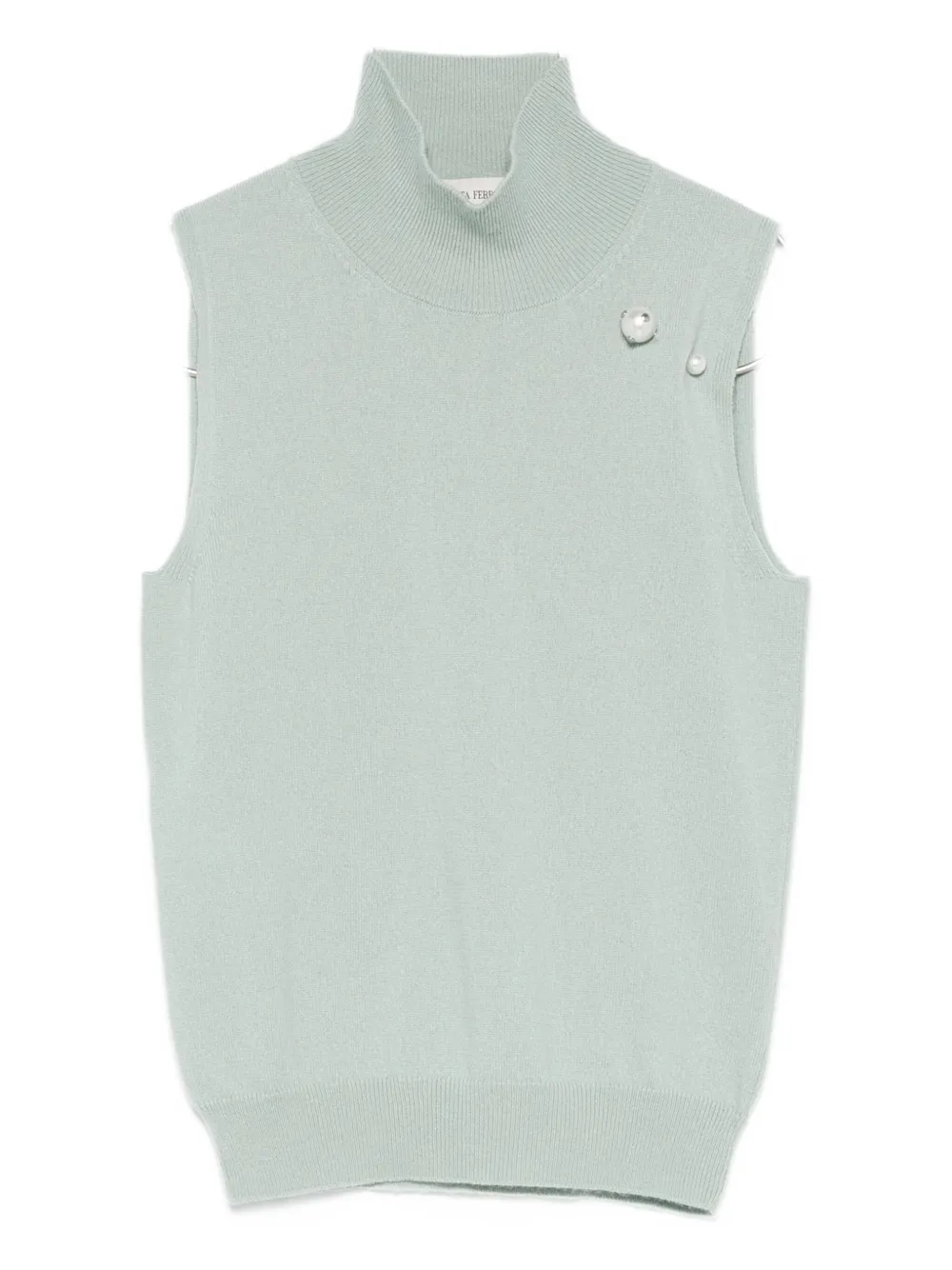 Alberta Ferretti pearl-embellished high-neck top Groen