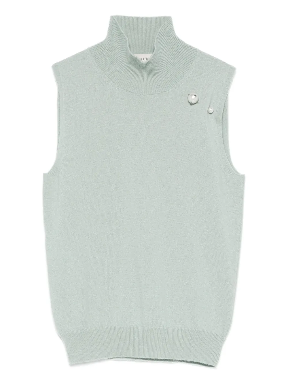 Alberta Ferretti Top met hoge hals verfraaid met parels Groen