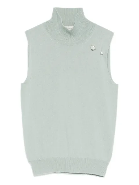 Alberta Ferretti pearl-embellished high-neck top