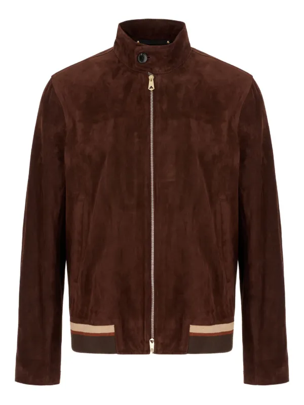 Paul Smith Suede zip-fastening Jacket Brown FARFETCH JO