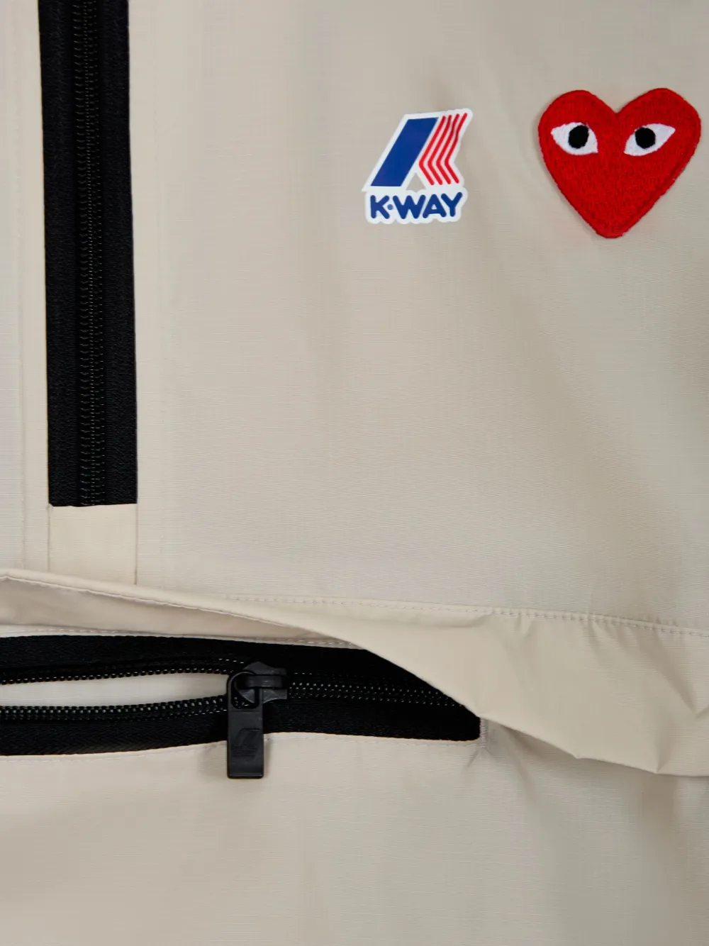 Comme Des Garçons Play X K-way Heart-logo Half-zip Raincoat In White
