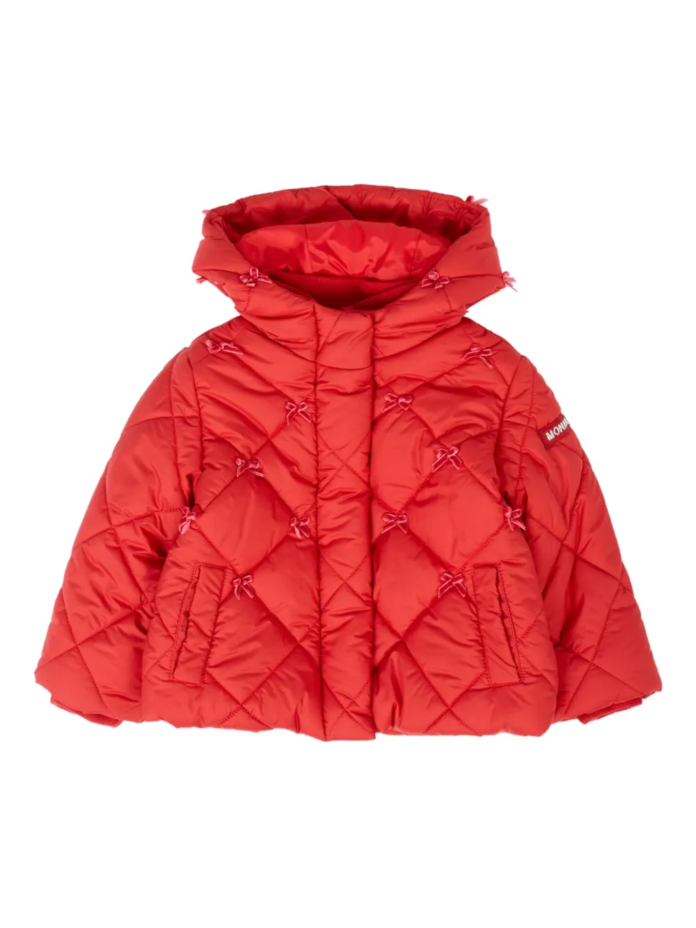 Monnalisa quilted bow-detail jacket Rood