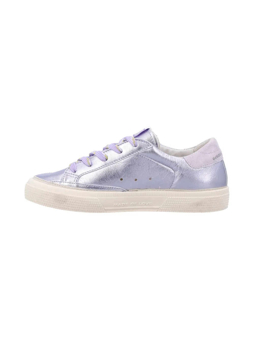 Golden Goose Kids leather star-embellished trainers Purple