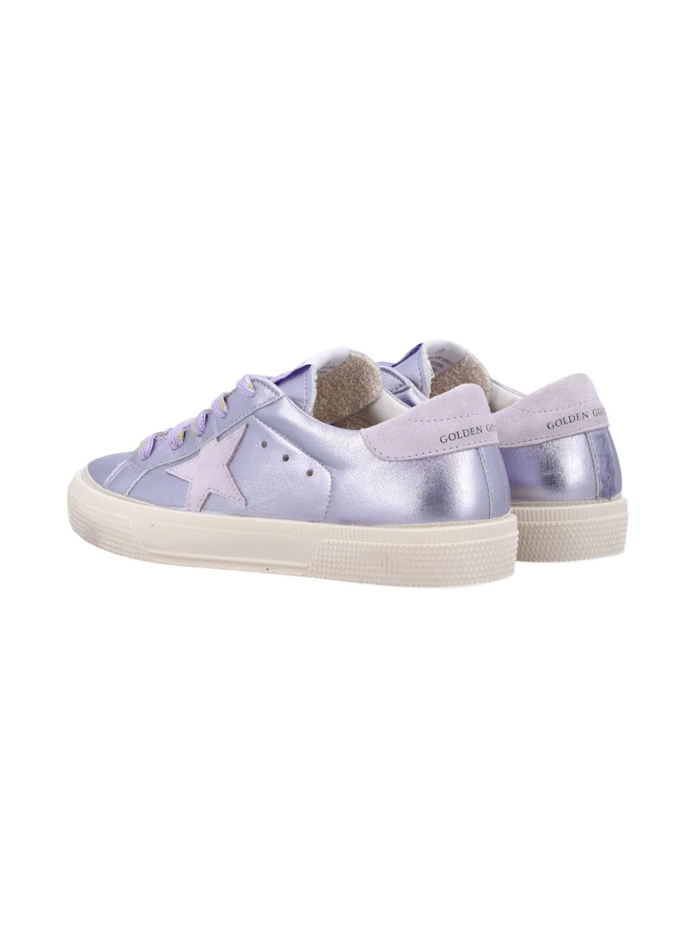 Golden Goose Kids leather star-embellished trainers Purple