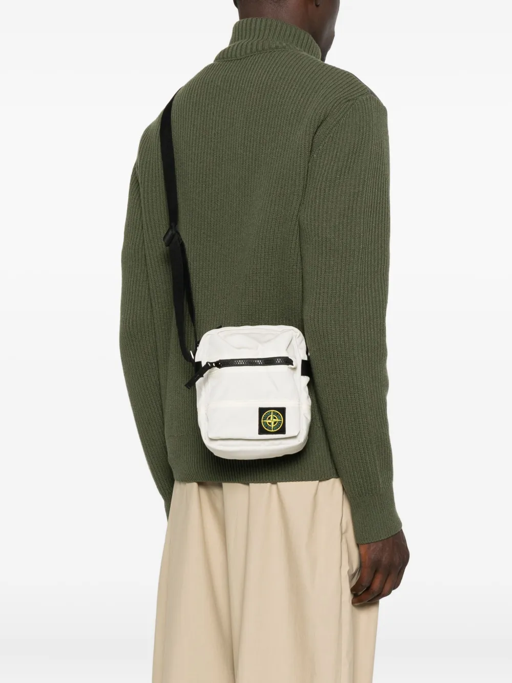 Stone Island logo-patch messenger bag - Beige