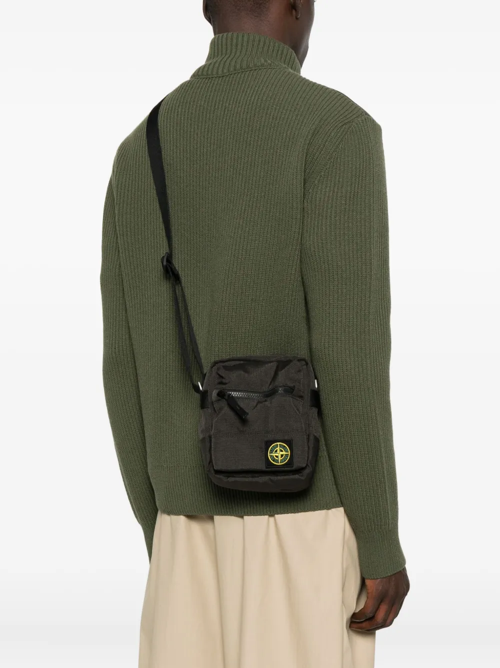 Stone Island logo-patch messenger bag - Zwart