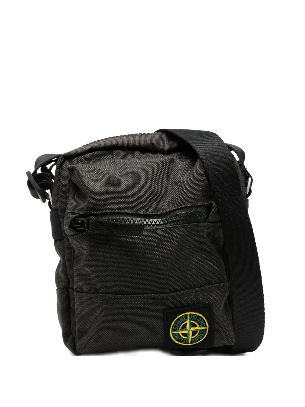 Stone Island Logo-patch Messenger Bag In Black