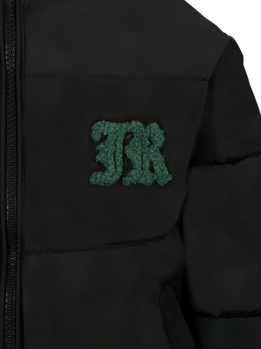 John Richmond Junior logo-patch puffer jacket Zwart