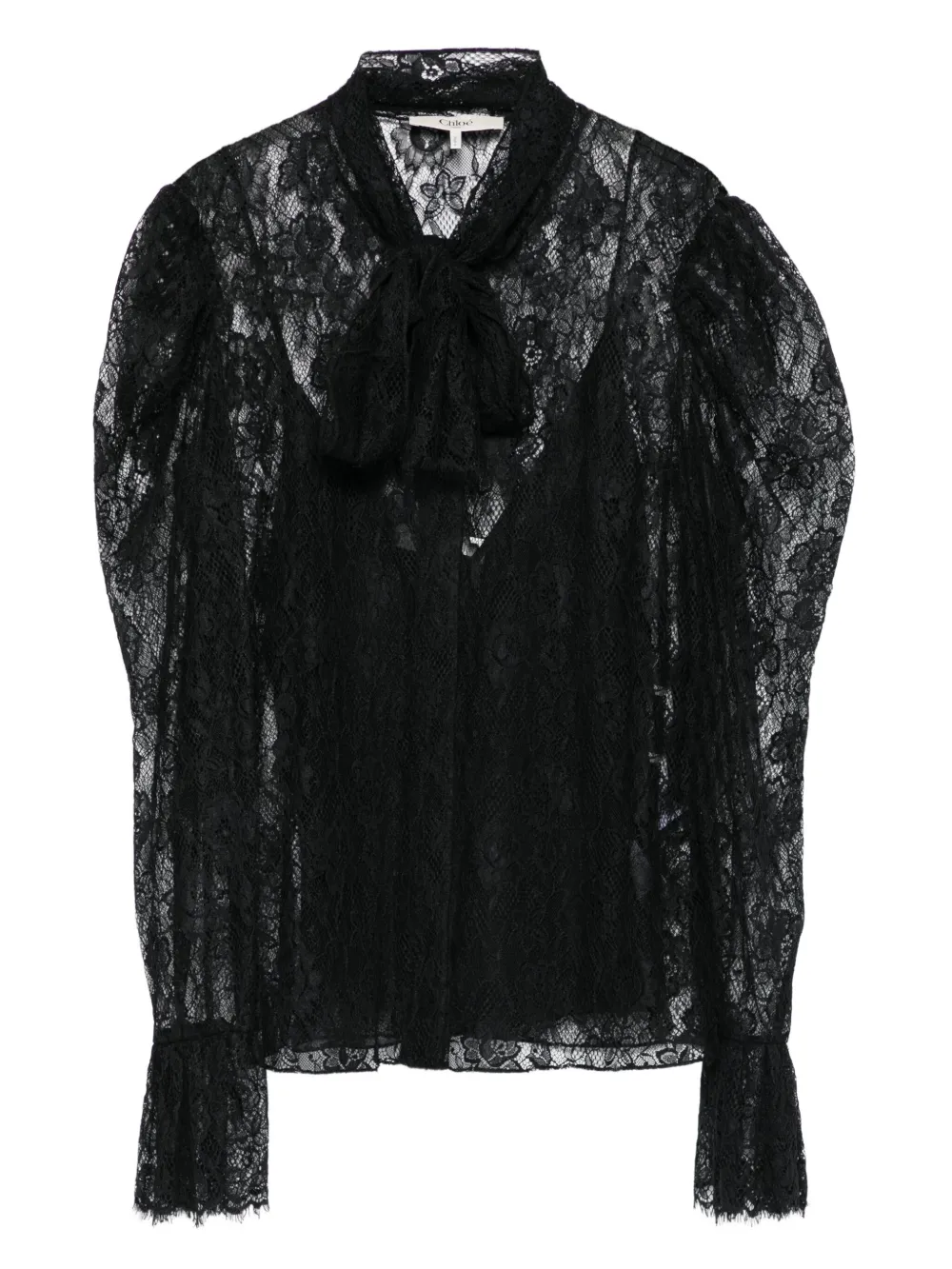 Chloé Shirt met bloemenkant Zwart