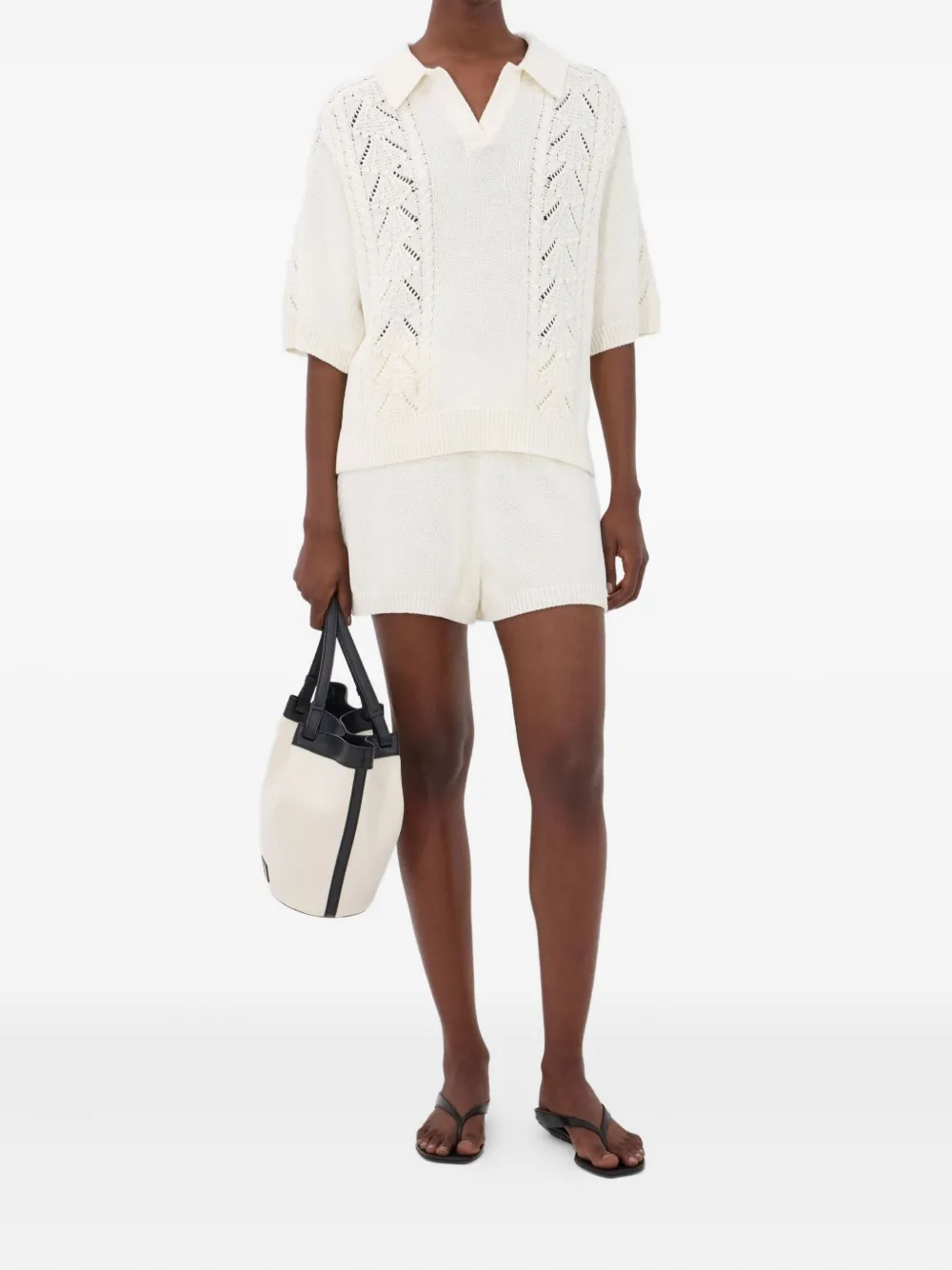 LouLou de Saison Andel crochet-detail shorts Wit