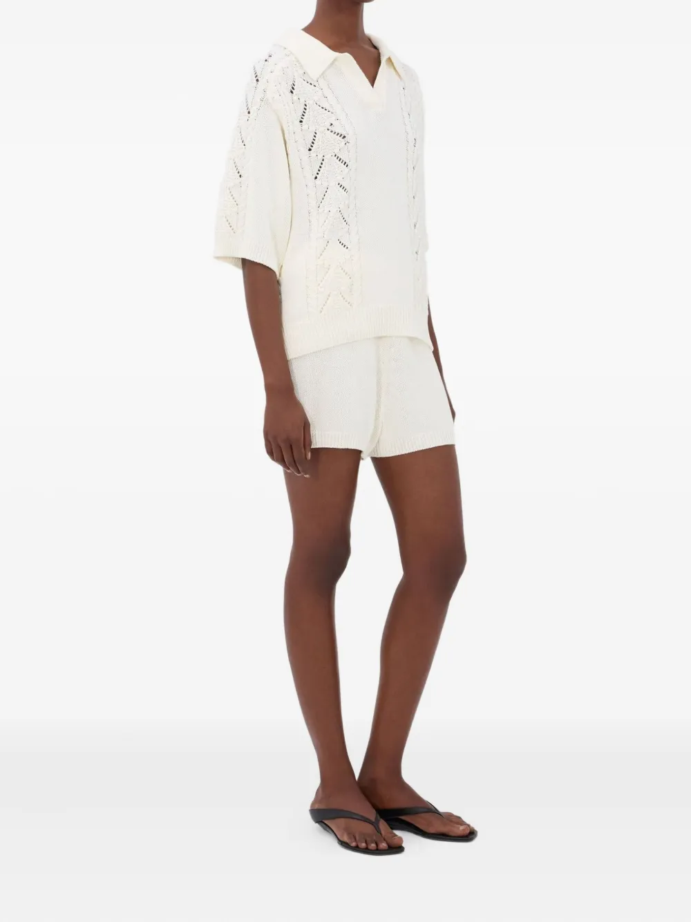 LouLou de Saison Andel crochet-detail shorts Wit