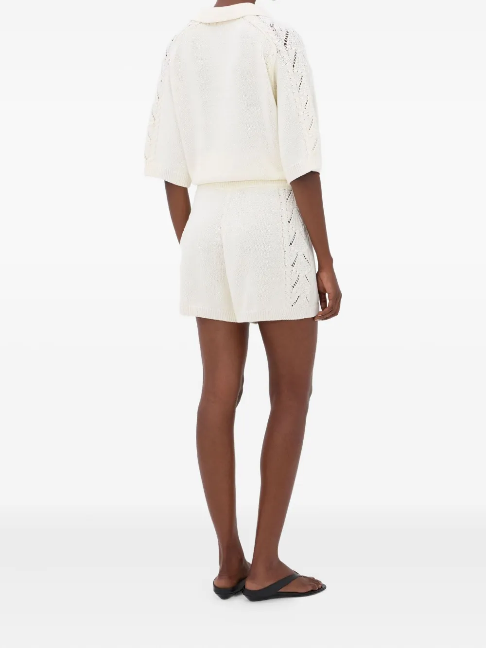 LouLou de Saison Andel crochet-detail shorts Wit