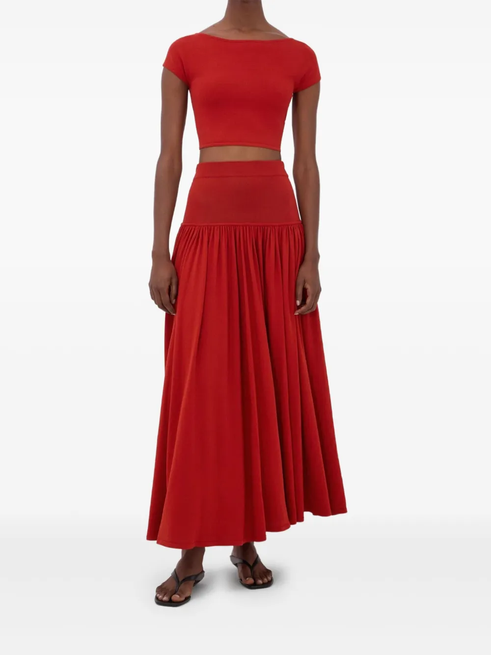 LouLou de Saison Romy gesmockte jersey rok - Rood