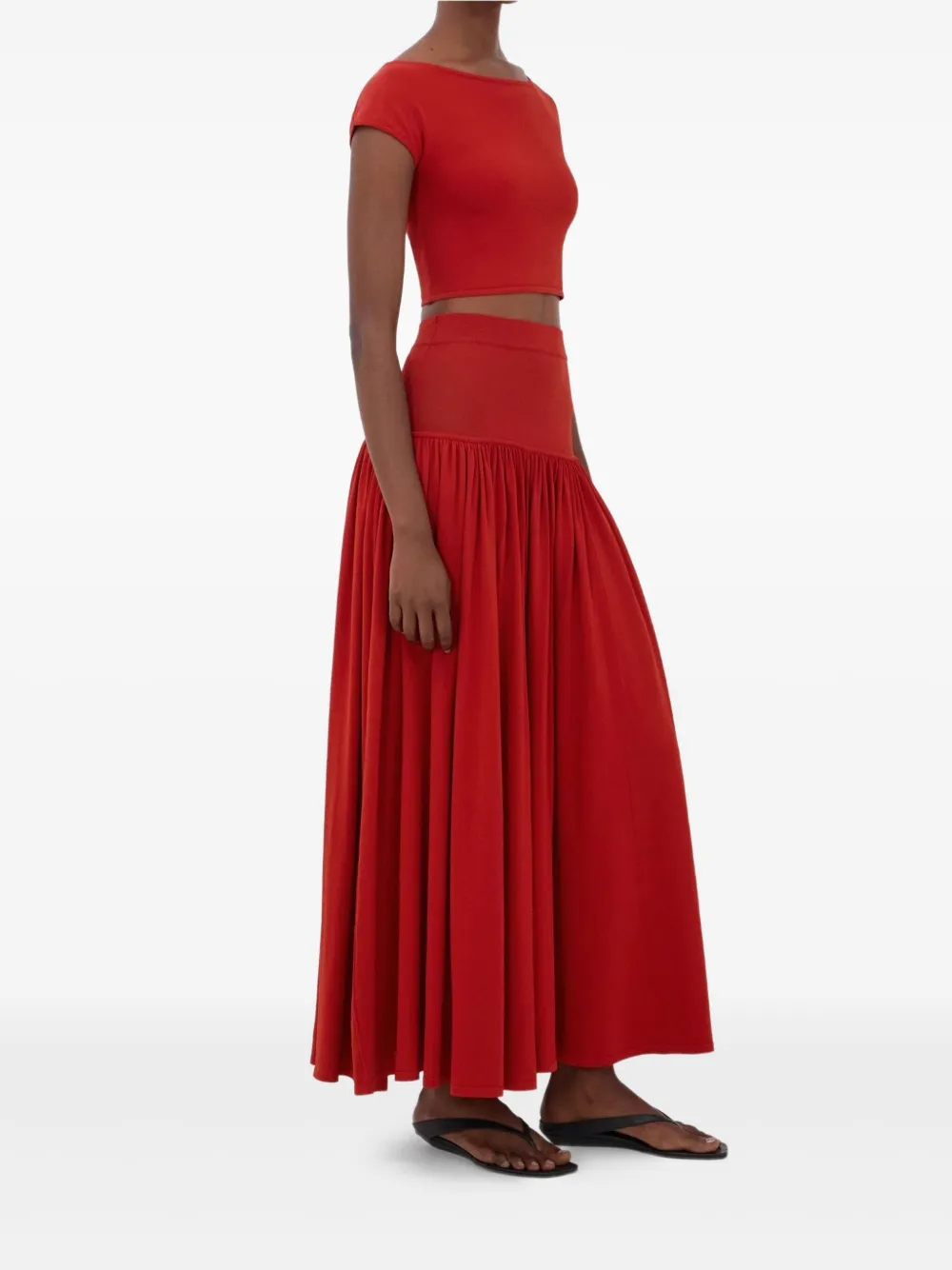 LouLou de Saison Romy gesmockte jersey rok Rood