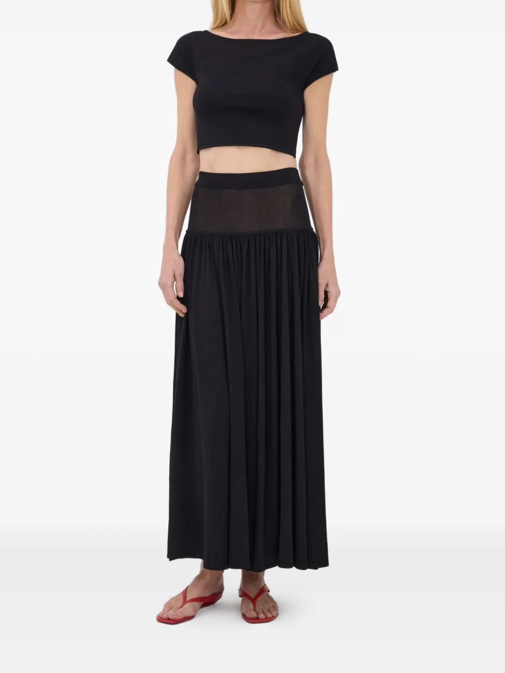 LouLou de Saison Romy gesmockte maxi-rok - Zwart