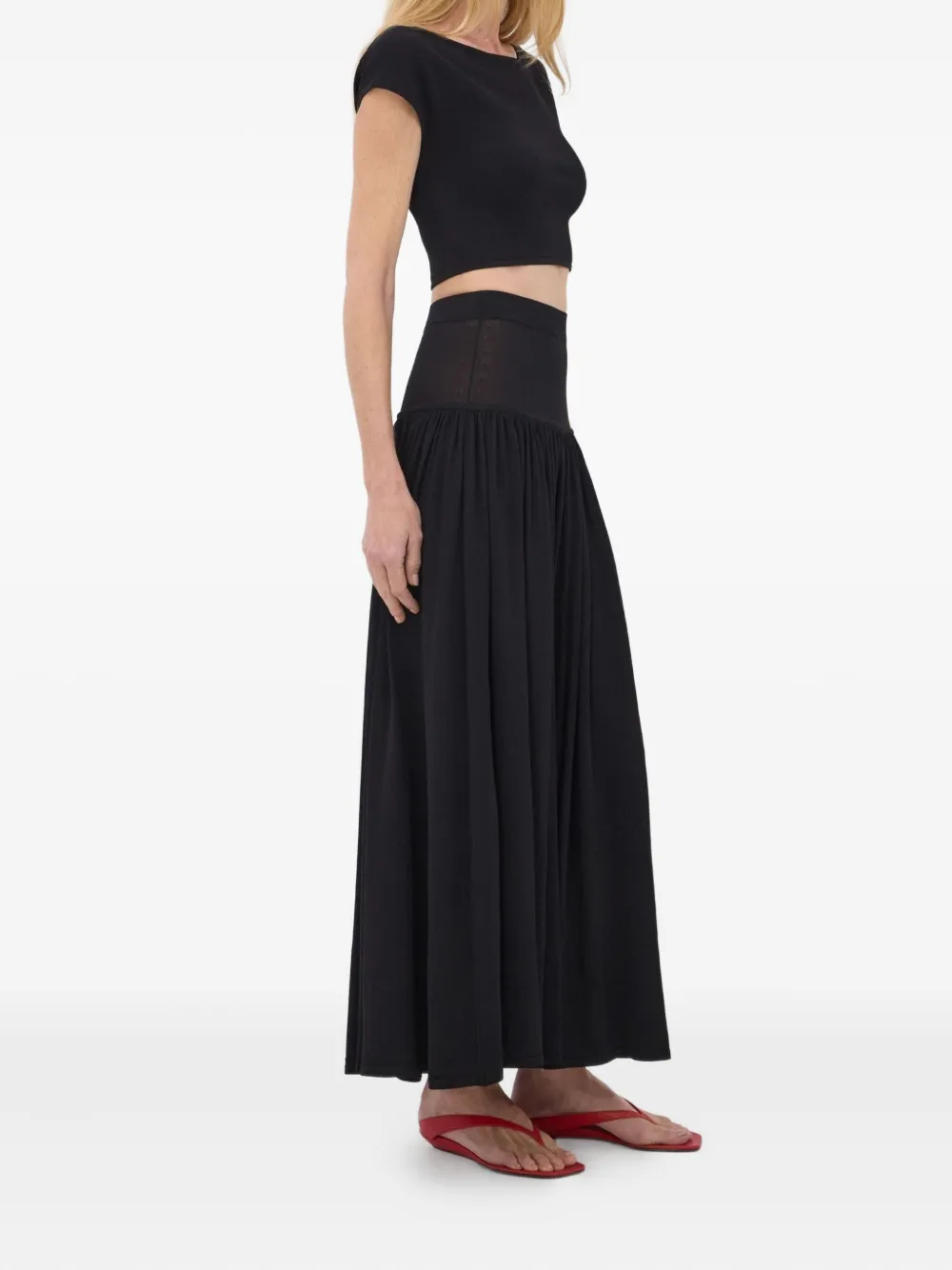 LouLou de Saison Romy gesmockte maxi-rok Zwart