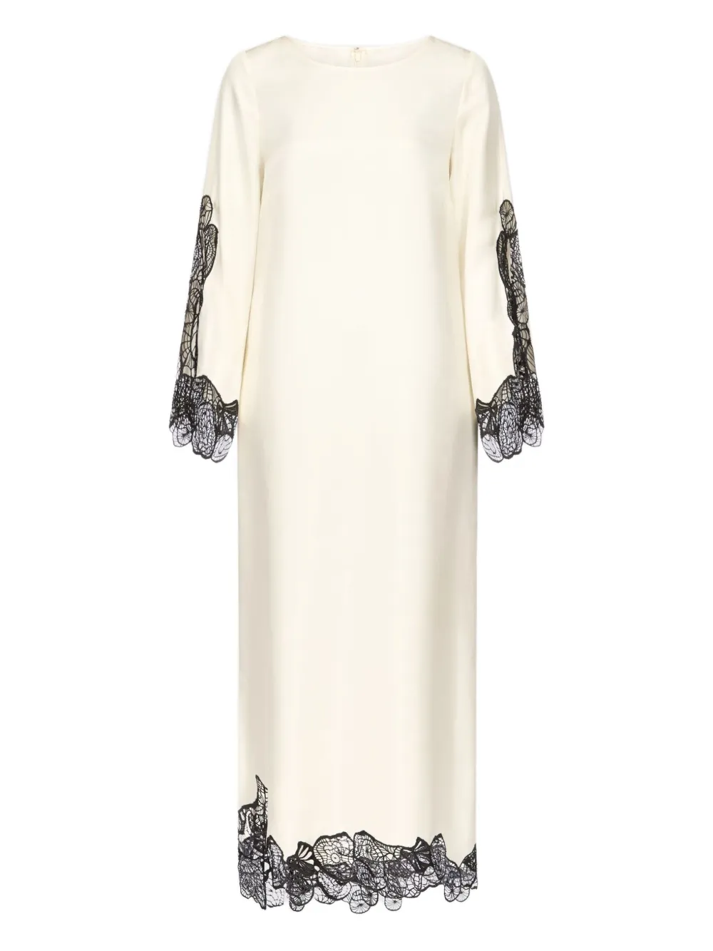 LouLou de Saison Asymmetrische jurk met afwerking van kant en lange mouwen Wit