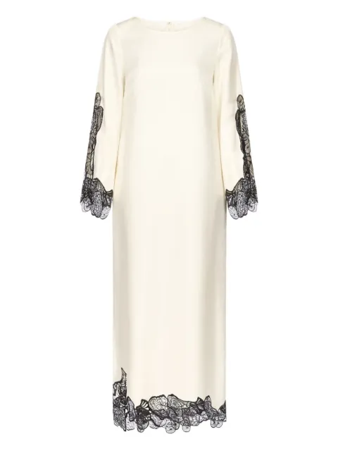 LouLou de Saison lace-trimmed long-sleeved asymmetric day dress