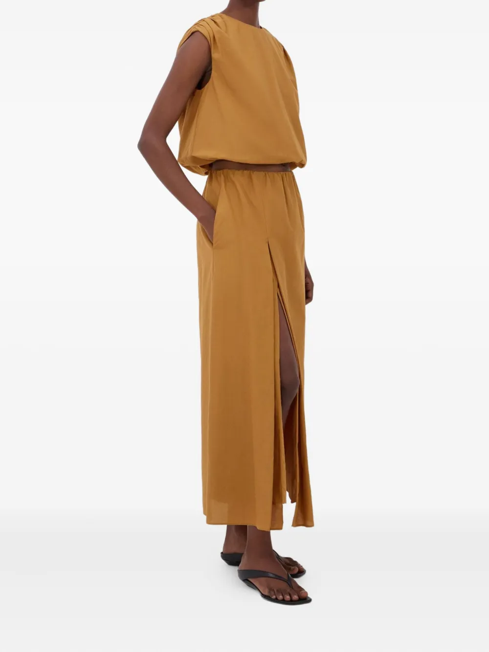 LouLou de Saison Cosma top met gesmockte schouders Geel