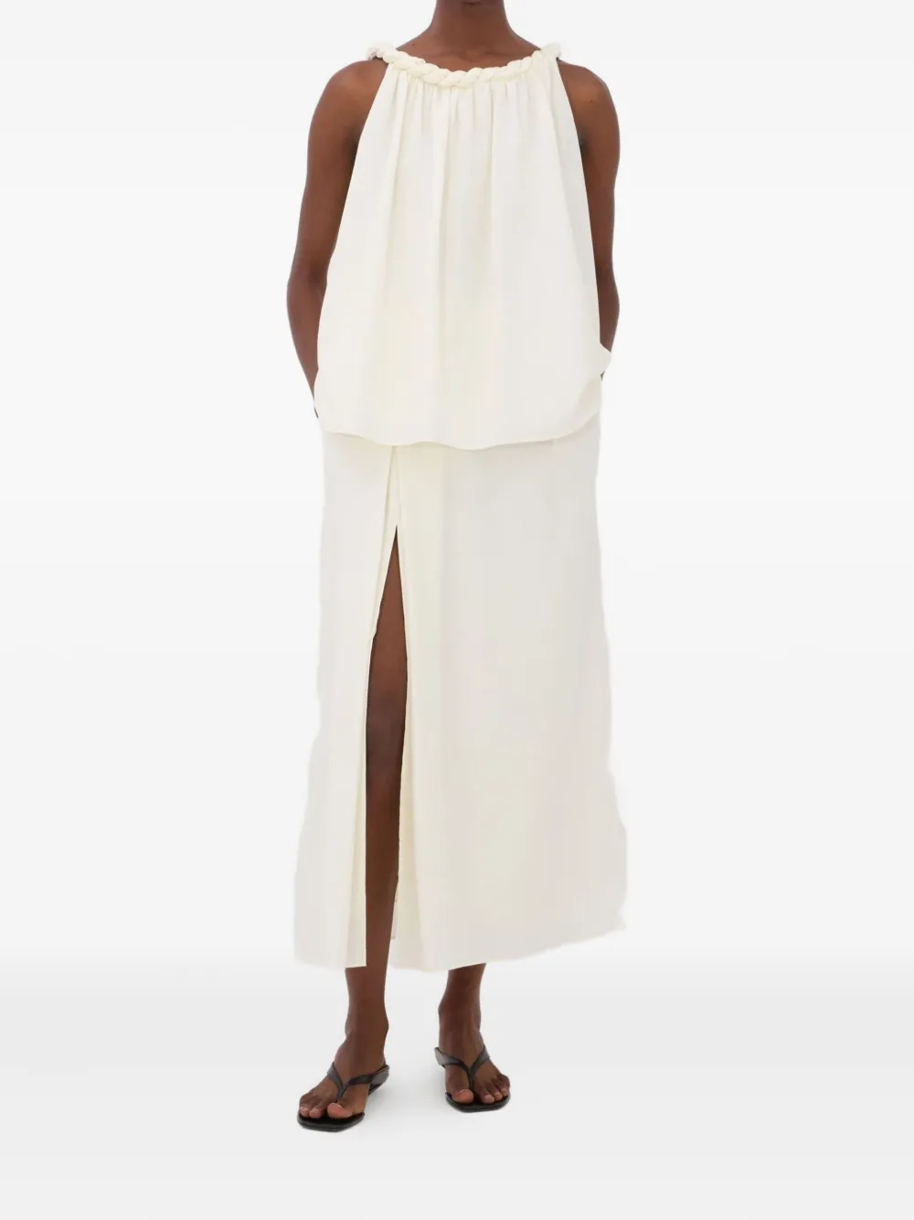 LouLou de Saison Garino voile gathered top Wit