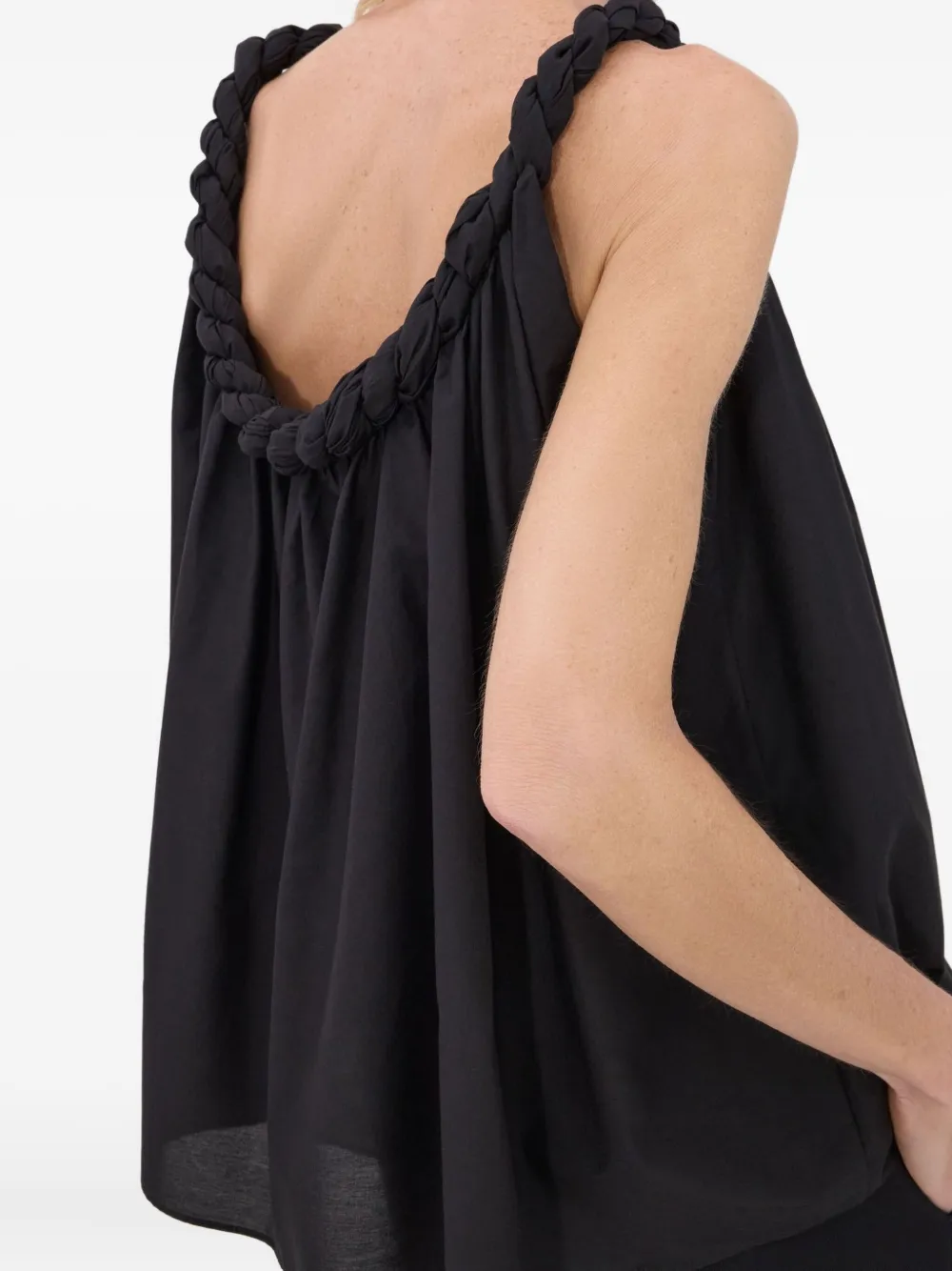 LouLou de Saison Garino gesmockte top met gedraaide hals Zwart