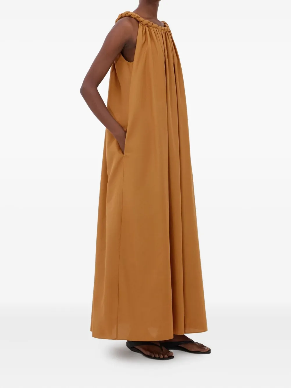 LouLou de Saison Kika gesmockte maxi-jurk met gedraaide hals Geel