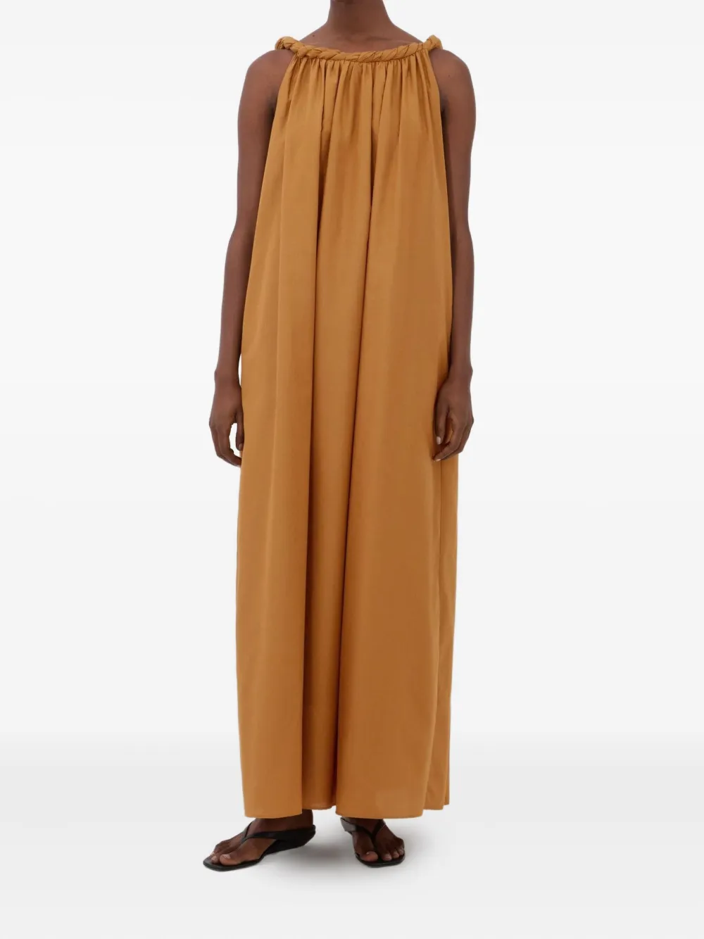 LouLou de Saison Kika gesmockte maxi-jurk met gedraaide hals - Geel