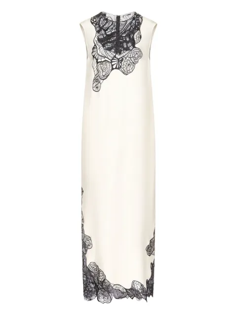 LouLou de Saison Uma lace-trim silk midi dress