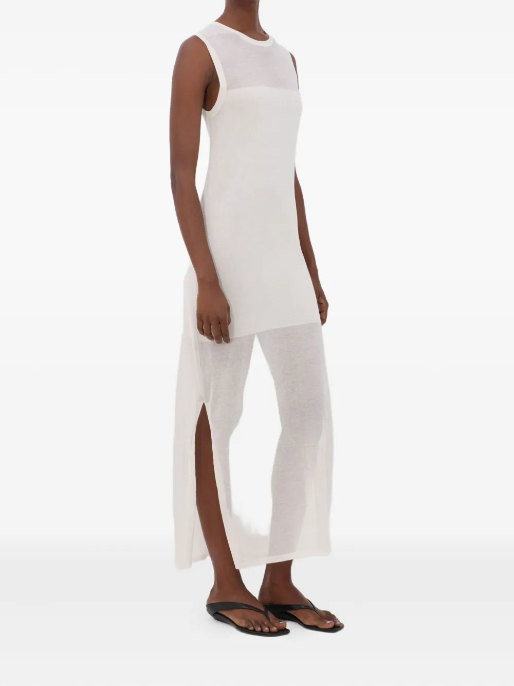 LouLou de Saison Philae midi-jurk met split Wit