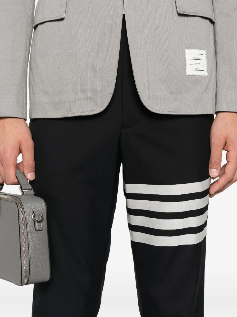 Thom Browne four-stripe wool track pants Blauw