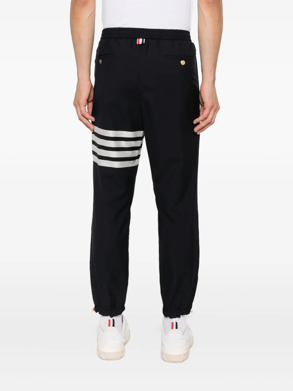 Thom Browne four-stripe wool track pants Blauw