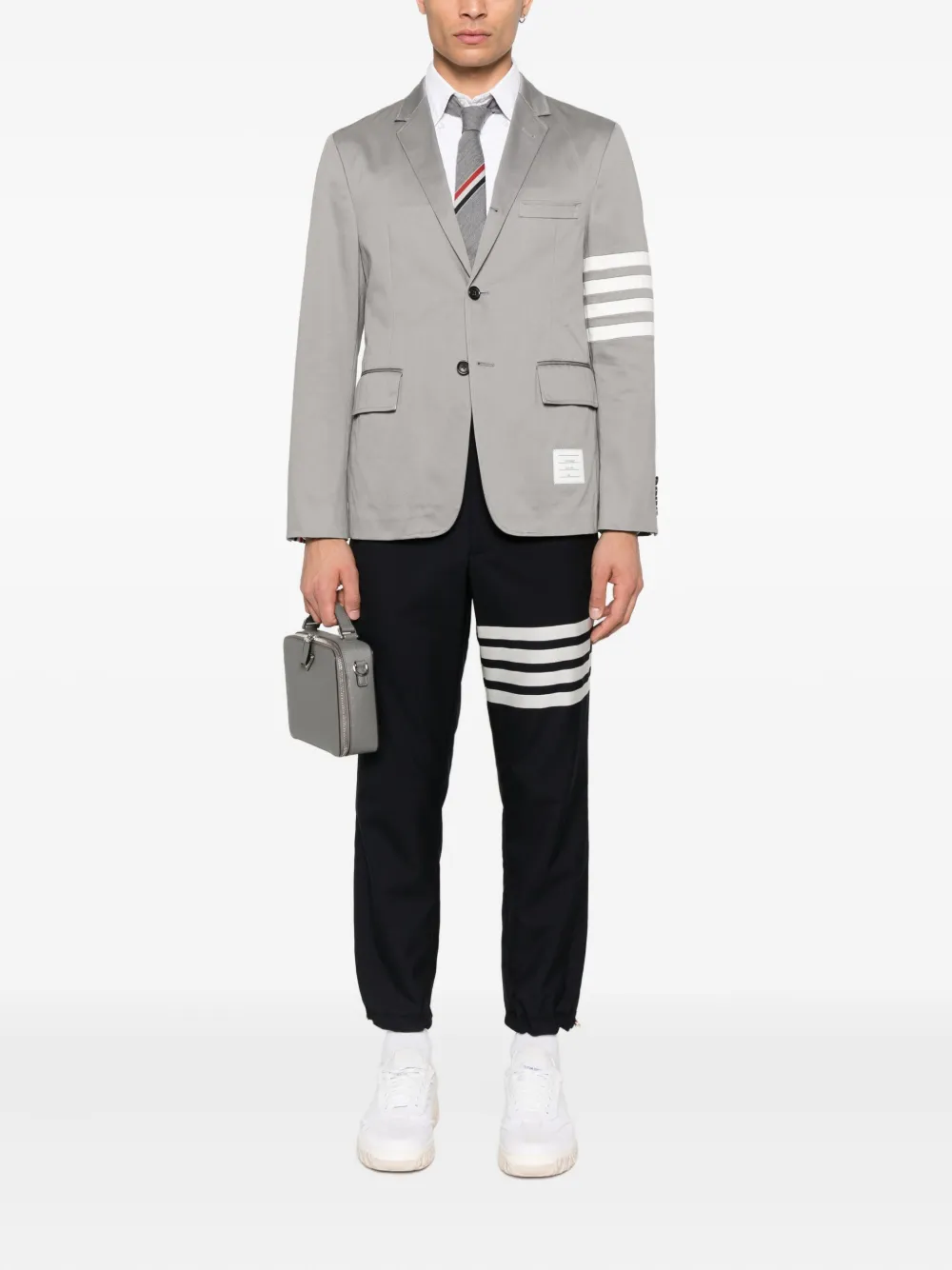 Thom Browne four-stripe wool track pants Blauw