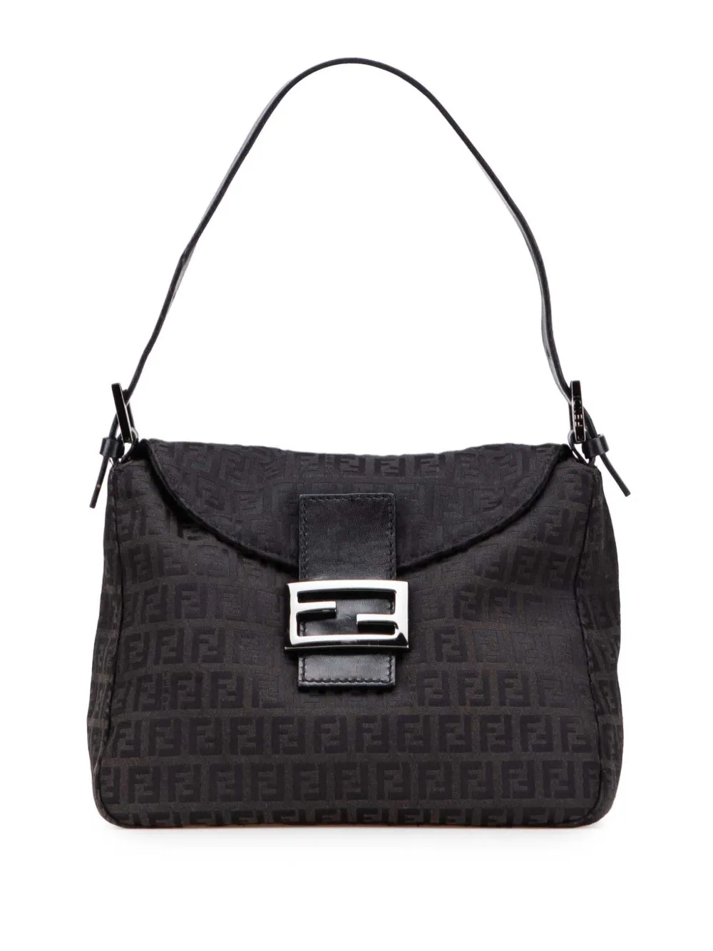 Fendi Pre-Owned 2000-2010 Zucchino Canvas Double Flap Mamma shoulder bag | Black | Image 1
