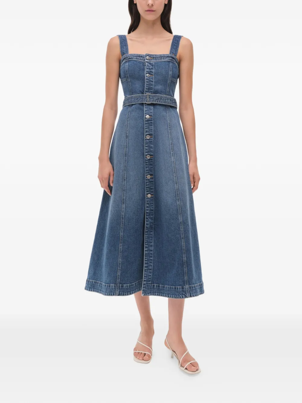 Simkhai Alba midi-jurk met ceintuur en knopen Blauw