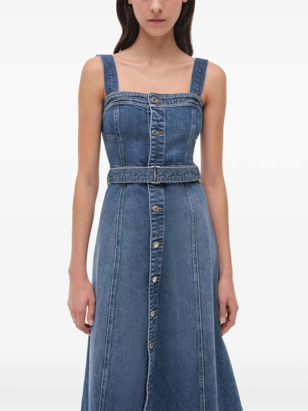 Simkhai Alba midi-jurk met ceintuur en knopen Blauw