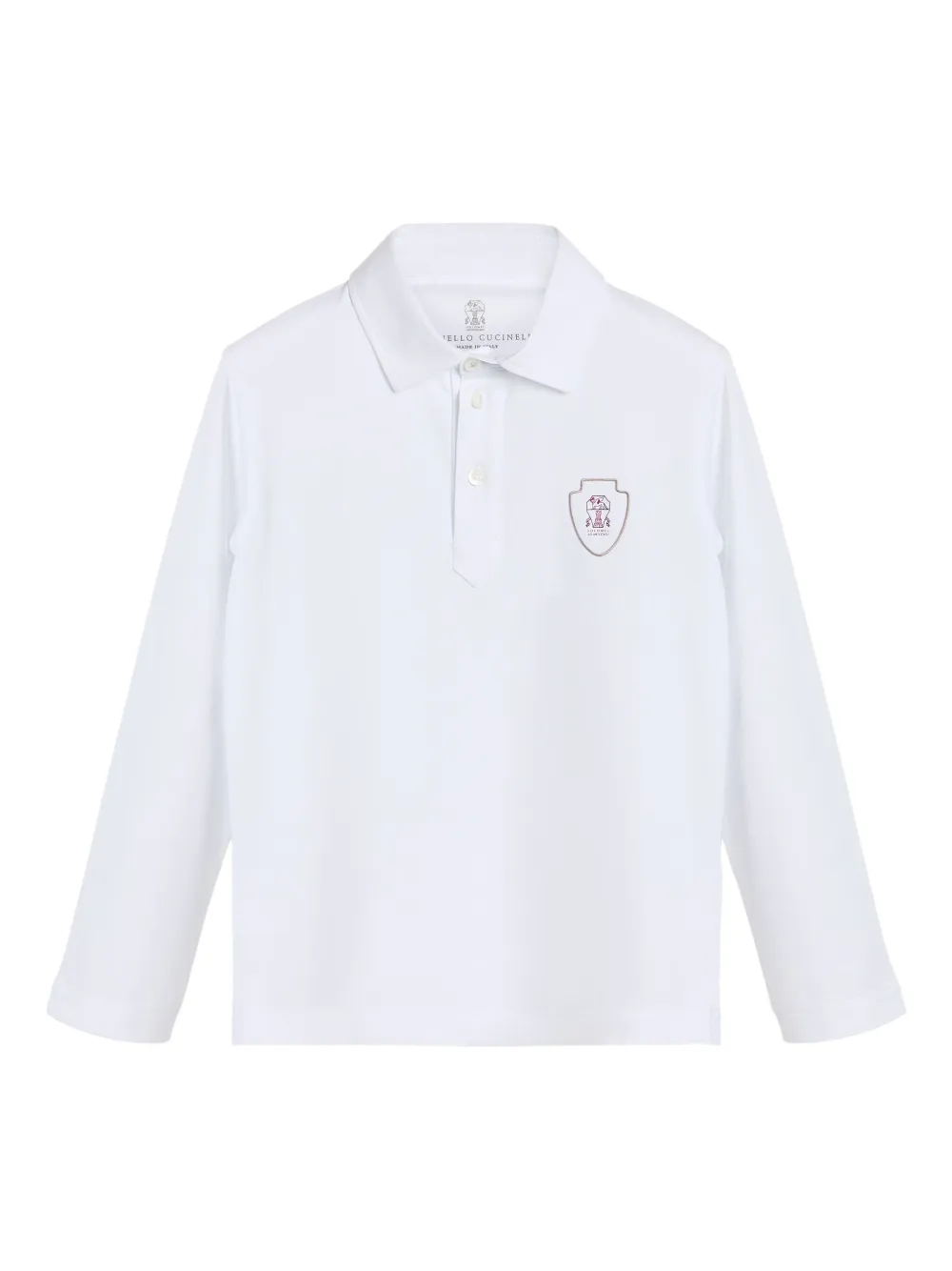 Brunello Cucinelli Kids logo-patch polo shirt Wit