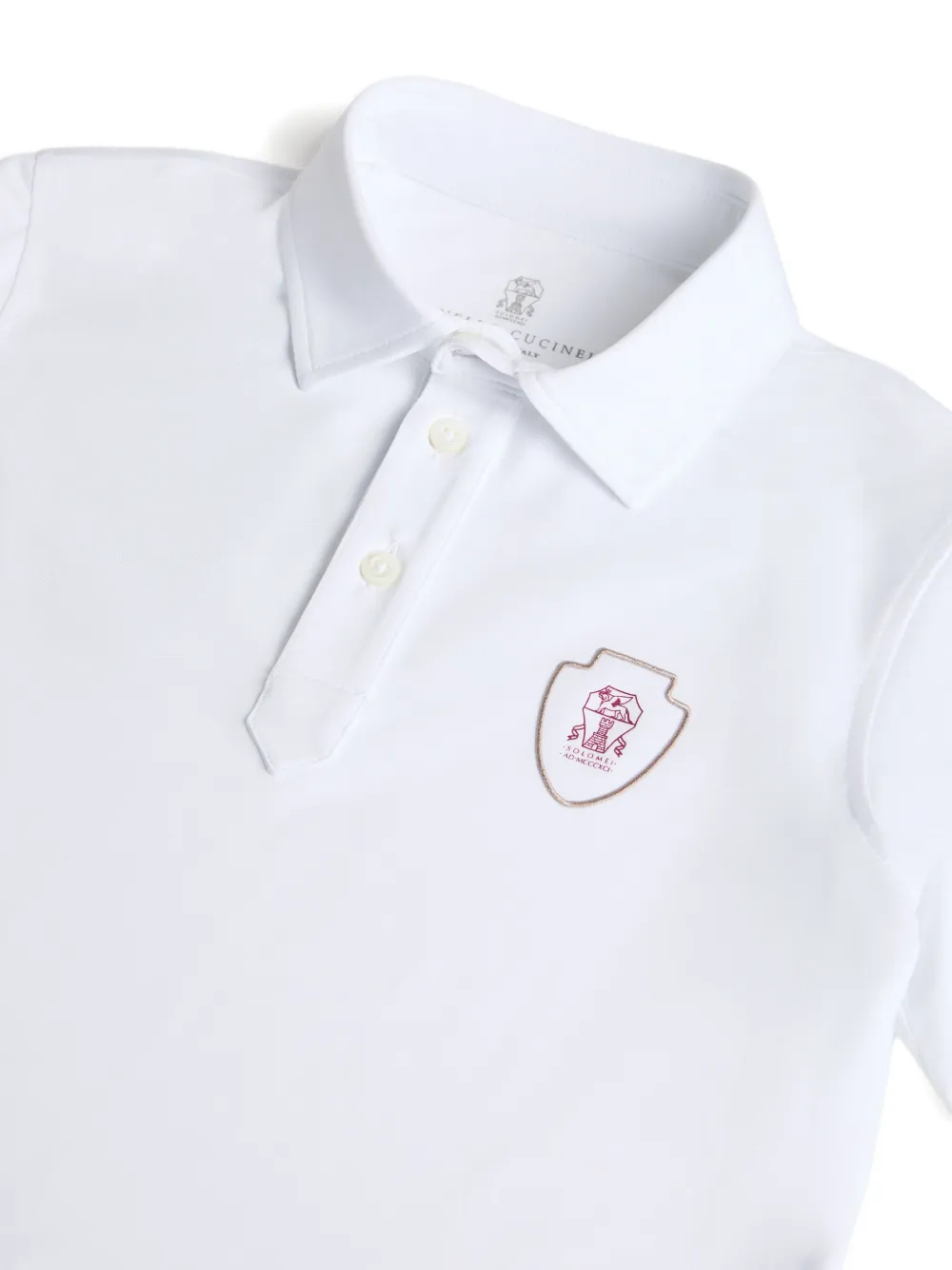 Brunello Cucinelli Kids logo-patch polo shirt Wit