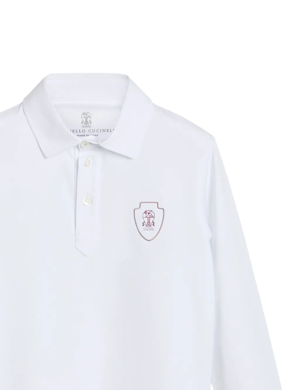 Brunello Cucinelli Kids logo-patch polo shirt Wit
