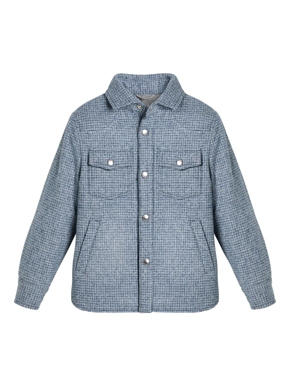 Brunello Cucinelli Kids checked shirt jacket Blauw