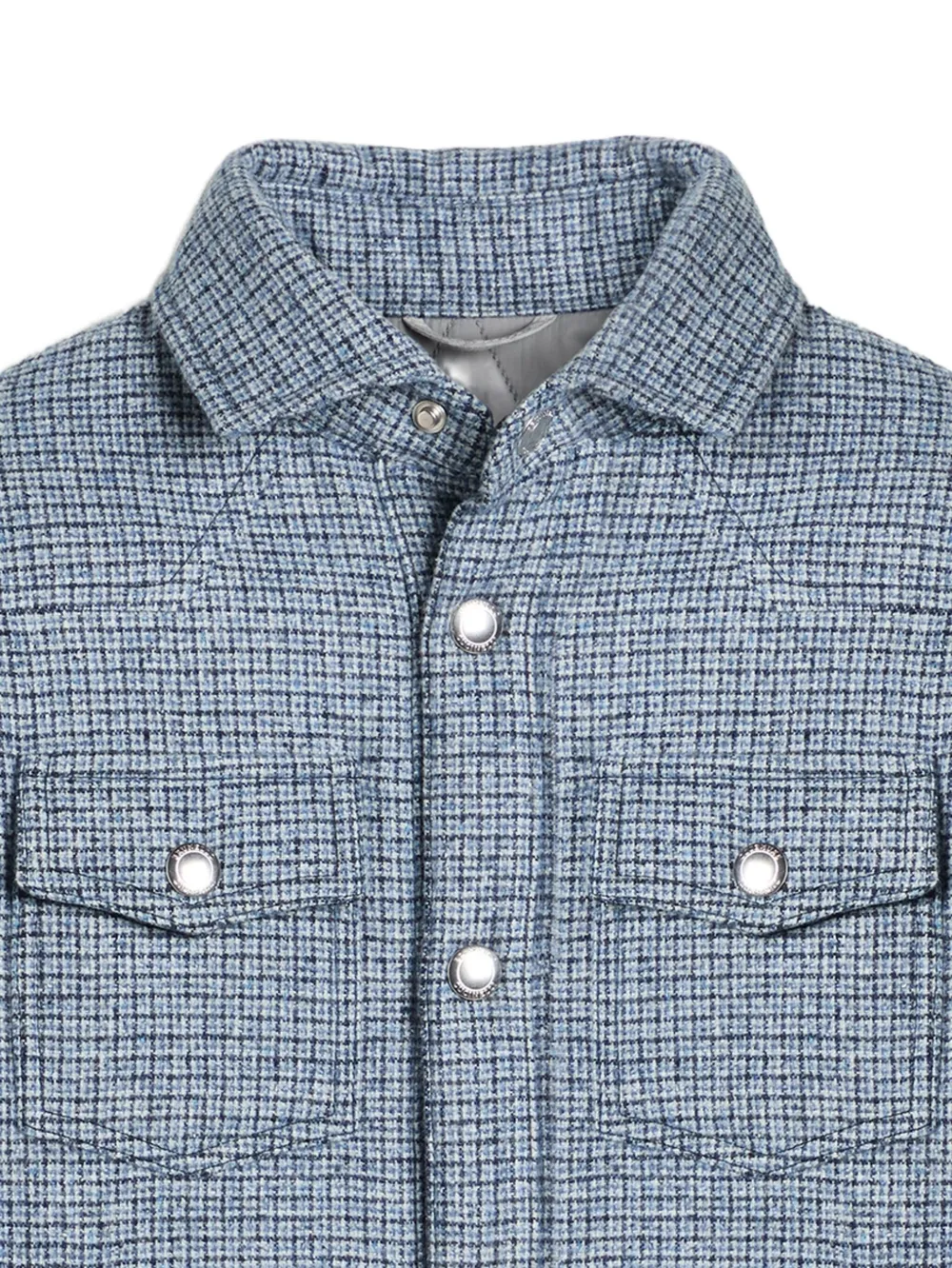 Brunello Cucinelli Kids checked shirt jacket Blauw