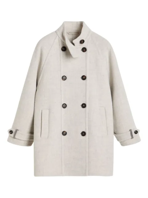 Brunello Cucinelli Kids 双面料牛角纽扣外套