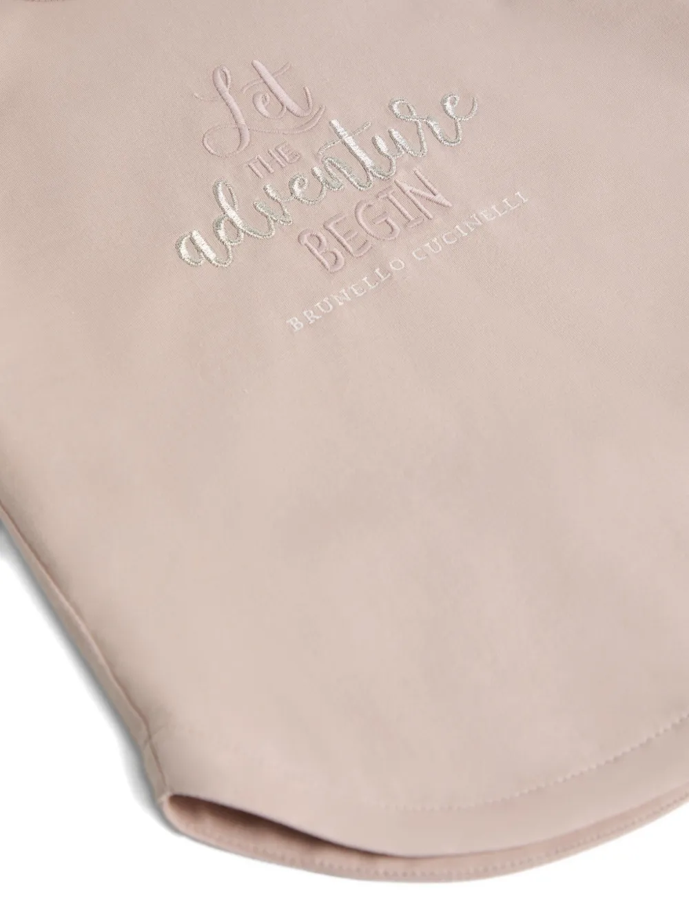 Brunello Cucinelli Kids slogan-embroidered T-shirt Roze