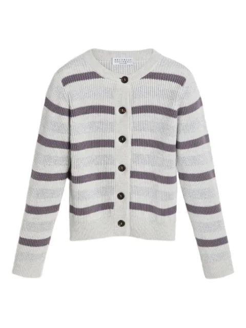 Brunello Cucinelli Kids striped cotton-blend cardigan